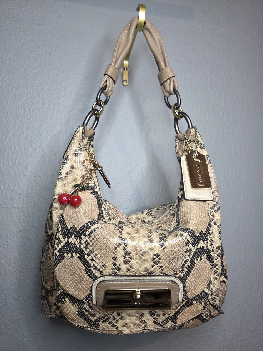 Coach Kristin Embossed Python Shoulder Bag